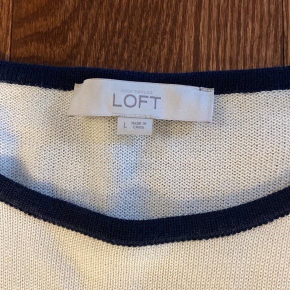 Ann Taylor Loft women’s knit sweater striped Marino wool blend l/ s dress sz L - Picture 11 of 12